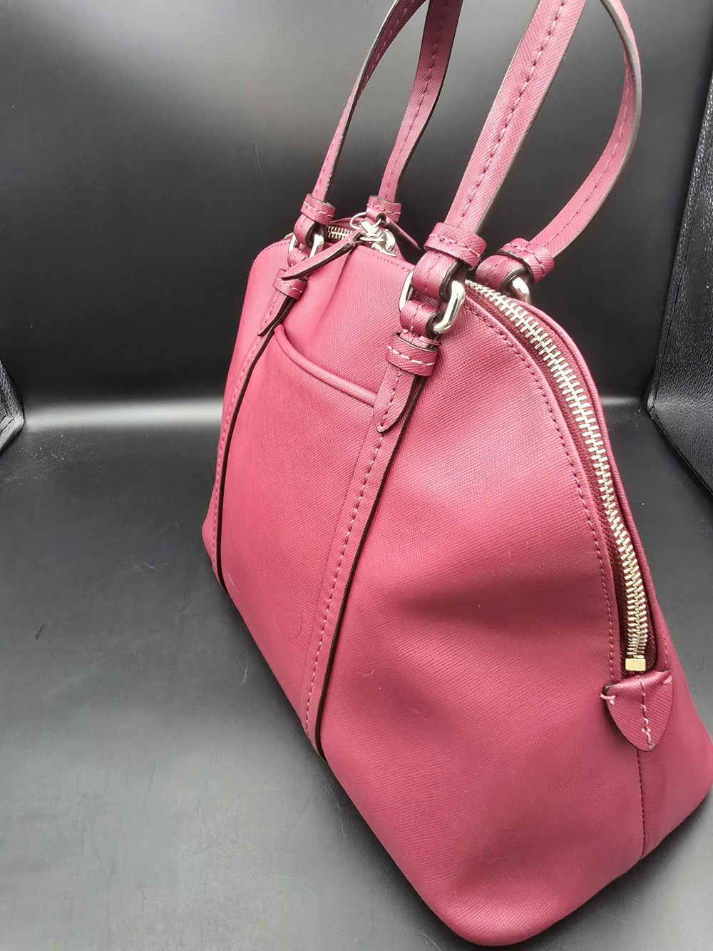 Coach Pink Leather Satchel Bag - Picture 5 of 16